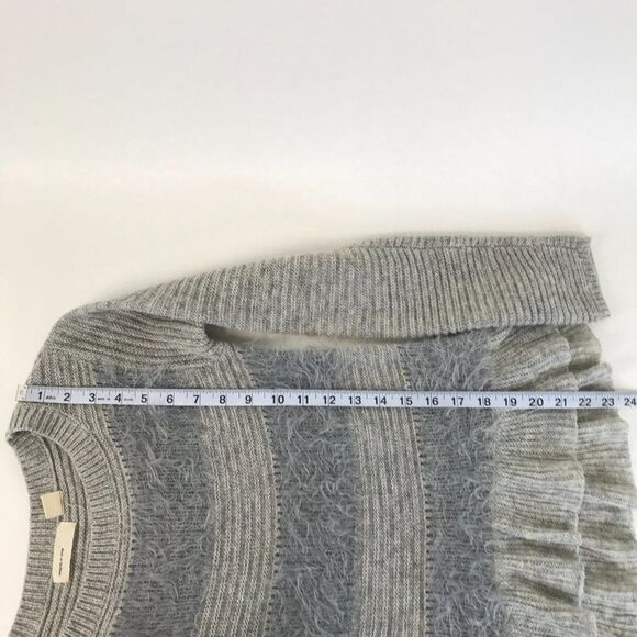 Anthropologie Sleeping on Snow Nuvola Sweater Women's XS Ruffle Hem Fuzzy Stripe - Picture 6 of 9